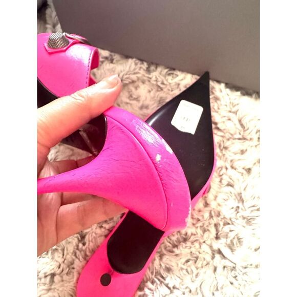 BALENCIAGA Agneau Arena Cagole 70mm Mules Pink 38/8B - Picture 8 of 10